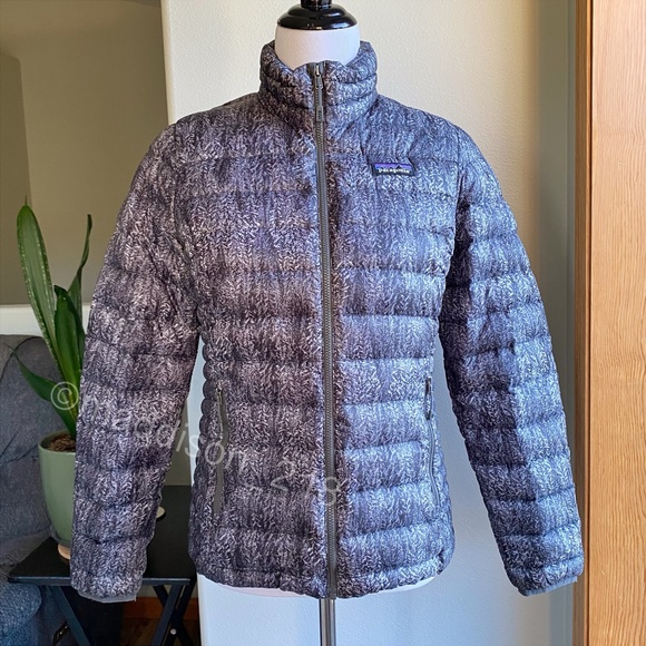 Patagonia Down Sweater Jacket Small Forestland Tailored Grey Black Snowy S - Picture 5 of 16
